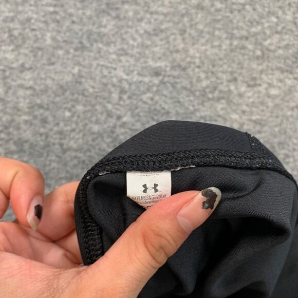 Under Armour Leggings Womens S Small Black White HeatGear Spellout Logo Sides - Picture 7 of 10